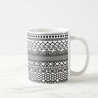 Taza De Café Patrón de muestra de borde geométrico en blanco y