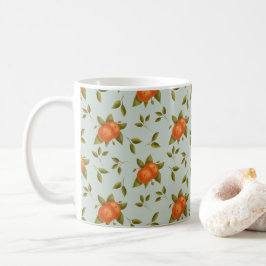 Taza De Café Patrón de naranjas encantadoras sobre fondo verde