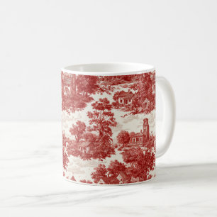 Taza De Café Patrón de naturaleza de paisaje de toile rojo vint