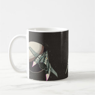 Taza De Café patrón de nave espacial vintage