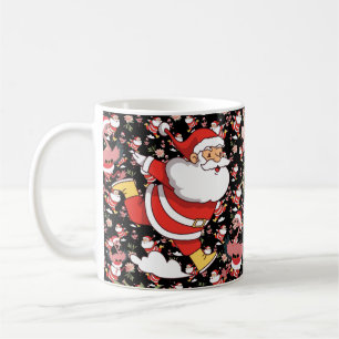 Taza De Café Patrón de Navidad de Flamenco Tropical de Santa