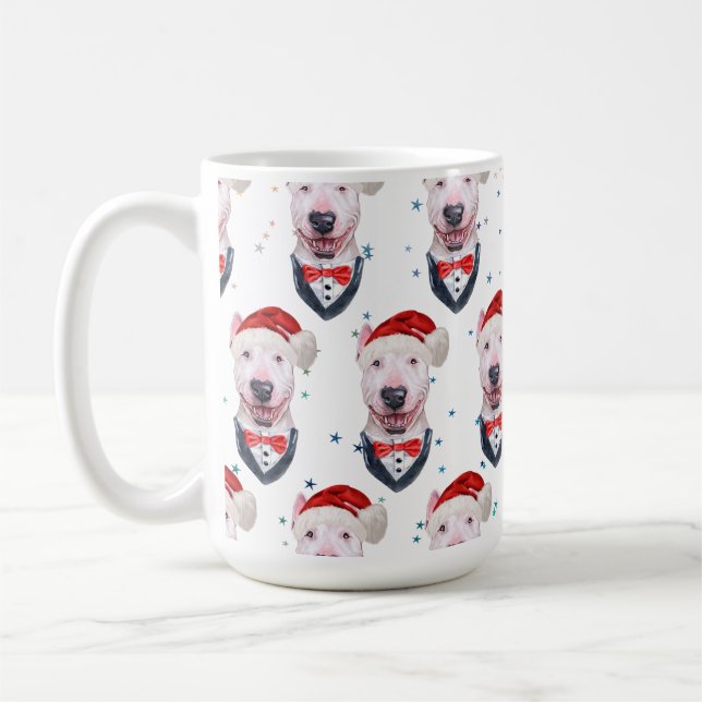 Taza De Café Patrón de Navidad de perro Bull Terrier lindo (Izquierda)