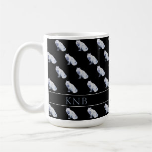 Taza De Café Patrón de Navidad de zorro ártico acuarela con mon