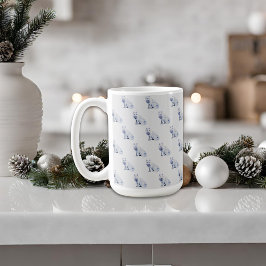 Taza De Café Patrón de Navidad de zorro ártico blanco acuarela