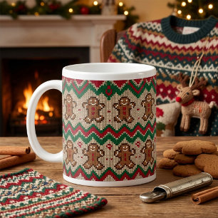 Taza De Café Patrón de Navidad del hombre de jengibre tejido