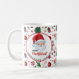 Taza De Café Patrón de Navidad festivo nombre familia Feliz Nav