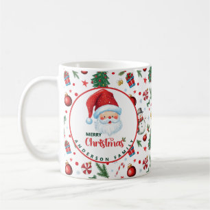 Taza De Café Patrón de Navidad festivo nombre familia Feliz Nav