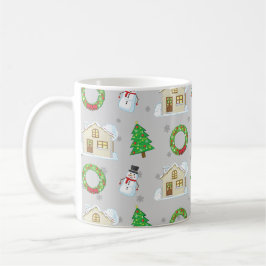 Taza De Café Patrón de Navidad - Fondo Gris 