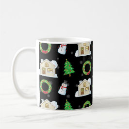 Taza De Café Patrón de Navidad - Fondo Negro 