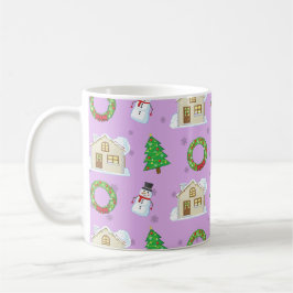 Taza De Café Patrón de Navidad - Fondo Púrpura 