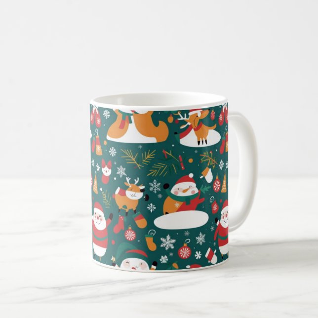 Taza De Café Patrón de navidades a mosaico (Anverso derecho)