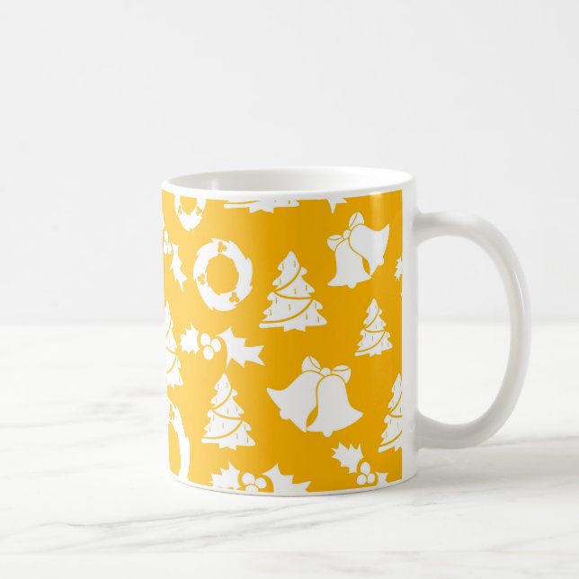 Taza De Café Patrón de Navidades amarillos (Derecha)