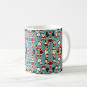Taza De Café Patrón de navidades con fondo azul