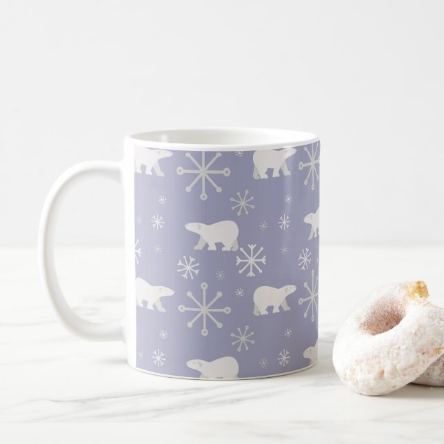Taza De Café Patrón de navidades con osos polares y copos de ni (Con donut)
