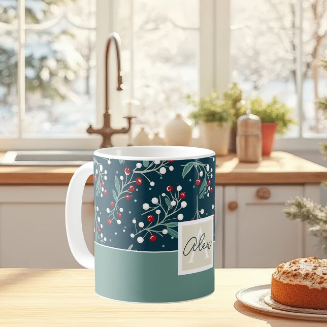 Taza De Café Patrón de Navidades de acuarela festiva (Subido por el creador)