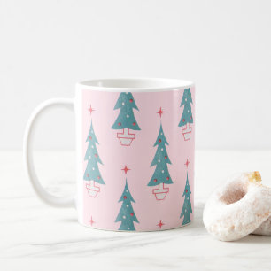 Taza De Café Patrón de Navidades de árbol de navidad rosado