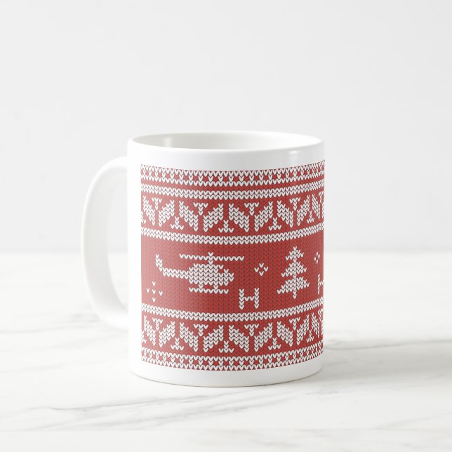 Taza De Café Patrón de Navidades de Aviación de Helicópteros (Anverso izquierdo)