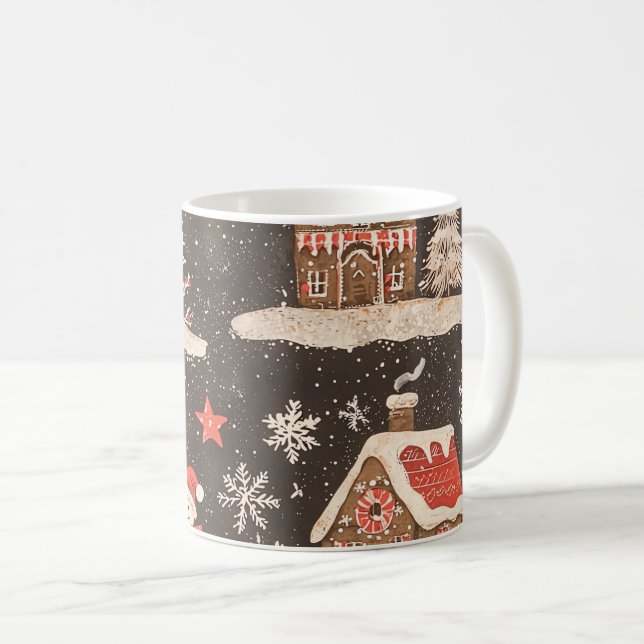 Taza De Café Patrón de Navidades de bosques de época (6) (Anverso derecho)
