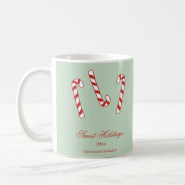 Taza De Café Patrón de Navidades de caña de caña roja, verde y