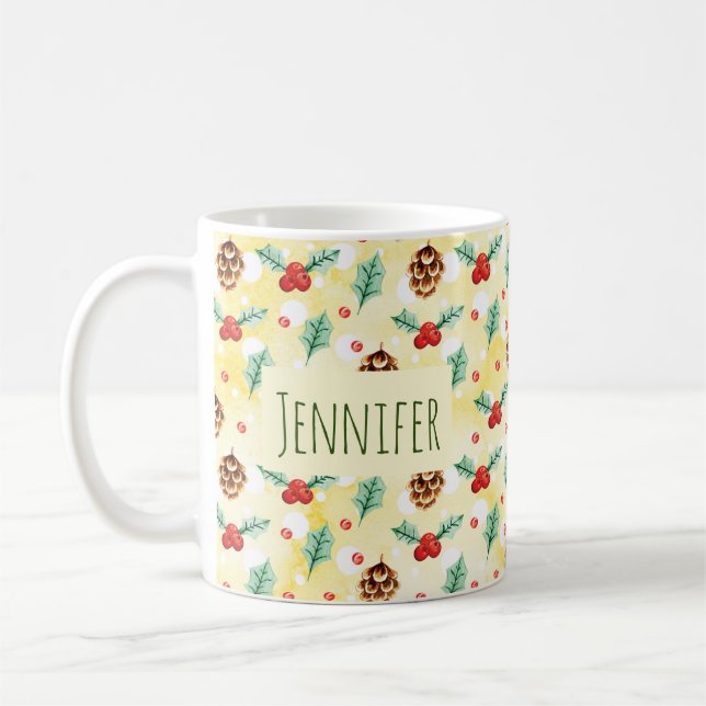 Taza De Café Patrón de Navidades de hormigón y hueso (Izquierda)