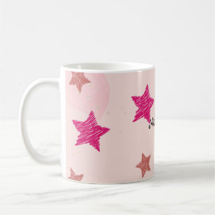 Taza De Café Patrón de Navidades de las Estrellas Pastel Rosa