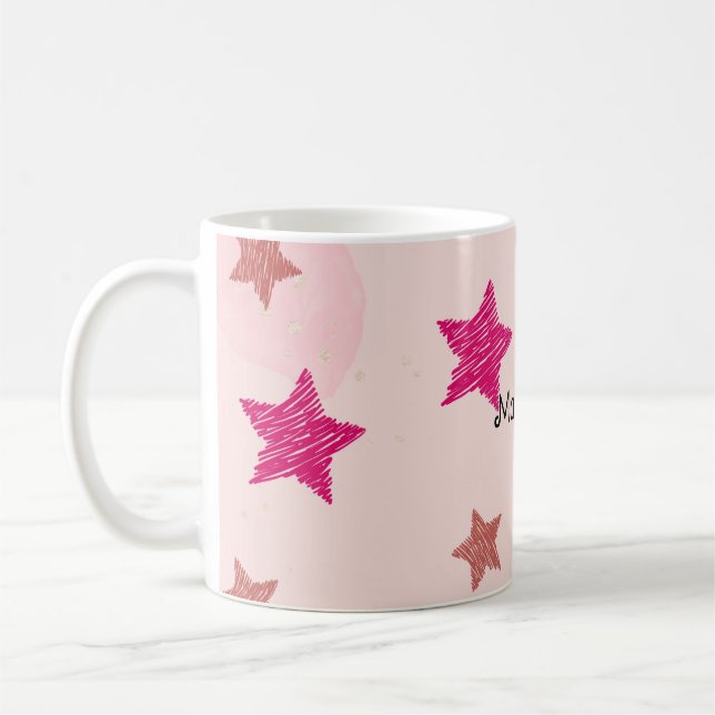 Taza De Café Patrón de Navidades de las Estrellas Pastel Rosa (Izquierda)