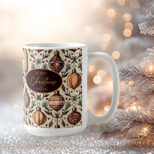 Taza De Café Patrón de Navidades de los tonos de la tierra#12 I