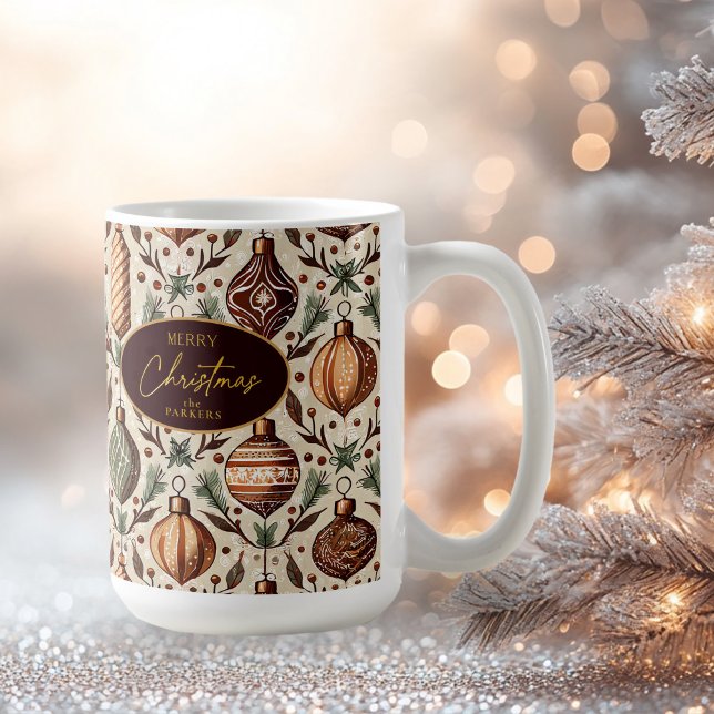 Taza De Café Patrón de Navidades de los tonos de la tierra#12 I (Subido por el creador)