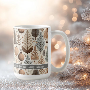 Taza De Café Patrón de Navidades de los tonos de la tierra#25 I