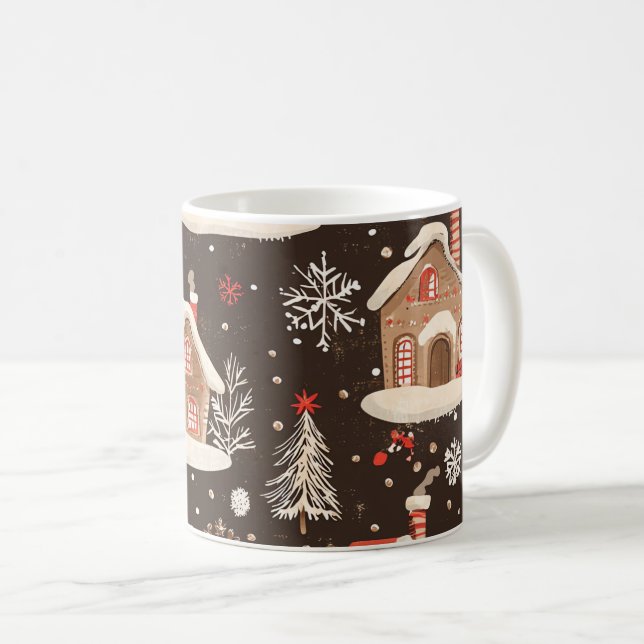 Taza De Café Patrón de Navidades de madera de época (12) (Anverso derecho)