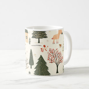Taza De Café Patrón de Navidades de madera de época (16)