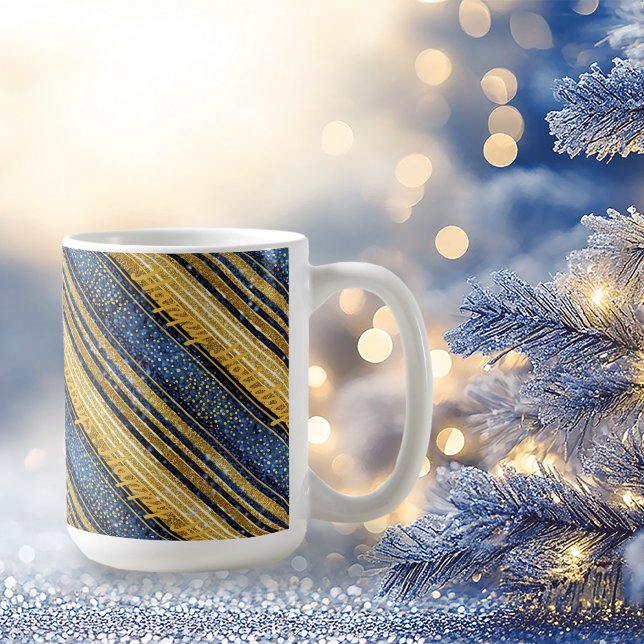 Taza De Café Patrón de Navidades de oro azul #28 ID1009 (Subido por el creador)