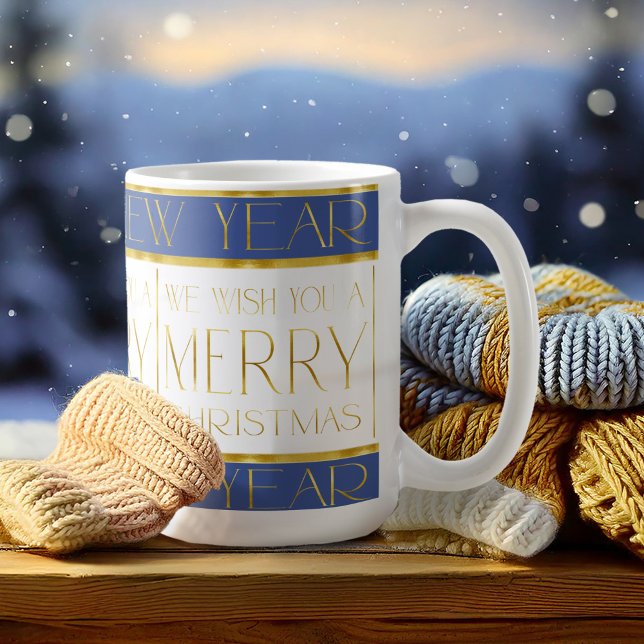 Taza De Café Patrón de Navidades de oro azul #35 ID1009 (Subido por el creador)