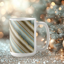 Taza De Café Patrón de Navidades de oro de los tonos de la tier