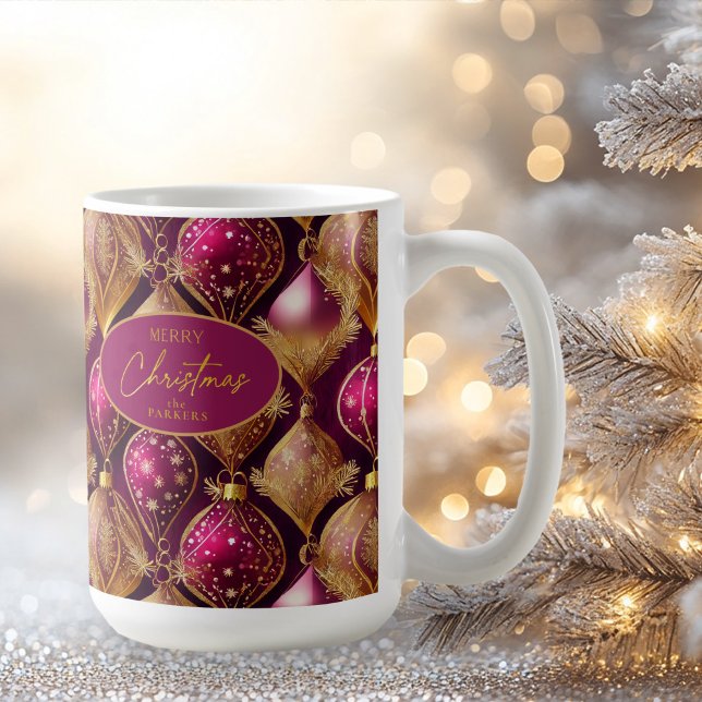 Taza De Café Patrón de Navidades de oro magenta#12 ID1009 (Subido por el creador)