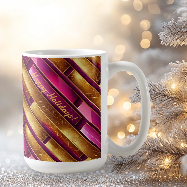 Taza De Café Patrón de Navidades de oro magenta#28 ID1009 (Subido por el creador)