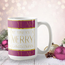 Taza De Café Patrón de Navidades de oro magenta#35 ID1009