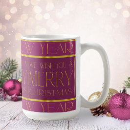 Taza De Café Patrón de Navidades de oro magenta#35b ID1009