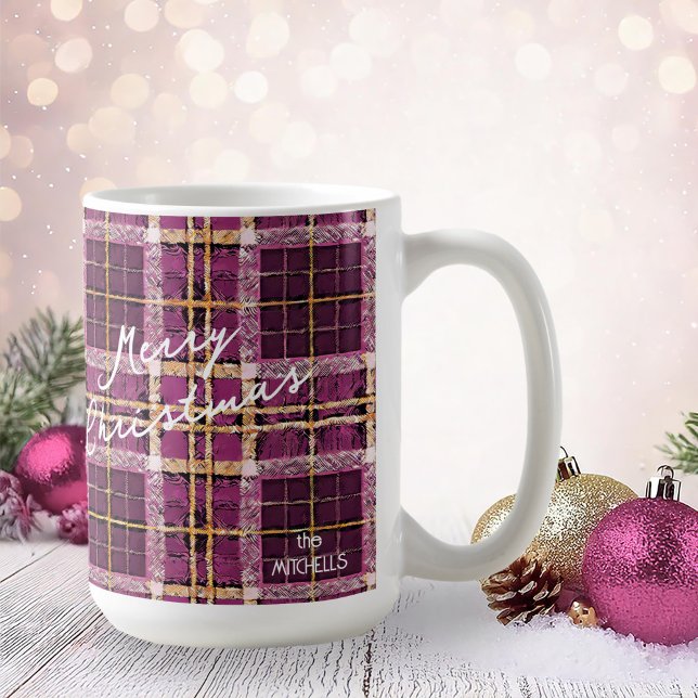 Taza De Café Patrón de Navidades de oro magenta#7 ID1009 (Subido por el creador)