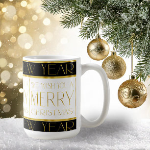 Taza De Café Patrón de Navidades de oro negro#35 ID1009