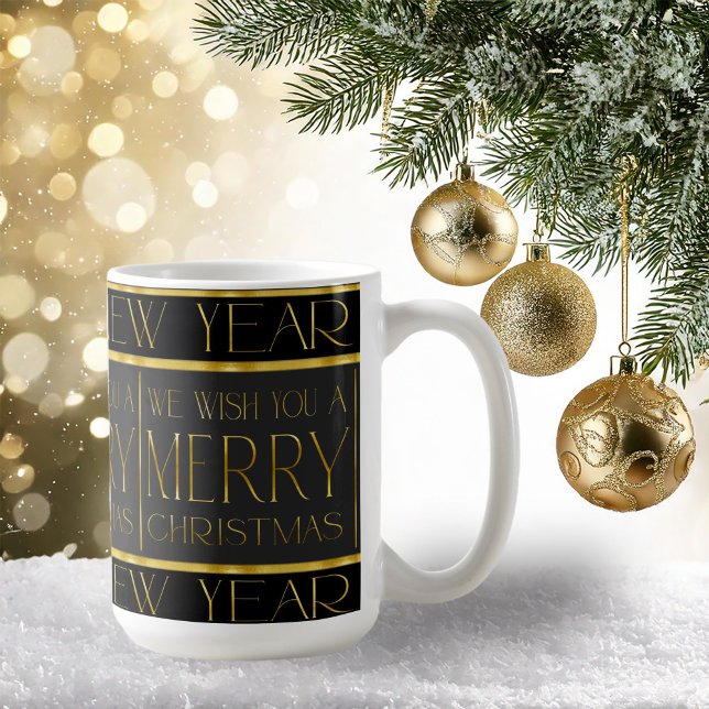 Taza De Café Patrón de Navidades de oro negro#35b ID1009 (Subido por el creador)