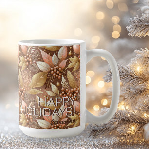 Taza De Café Patrón de Navidades de oro rosa#8 ID1009