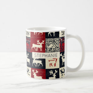 Taza De Café Patrón de Navidades de parches de punto   Rústica
