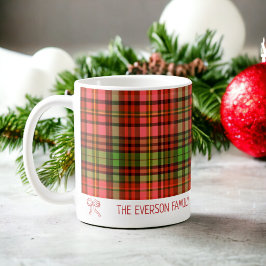 Taza De Café Patrón de Navidades de Placas Verde Rojas festivas