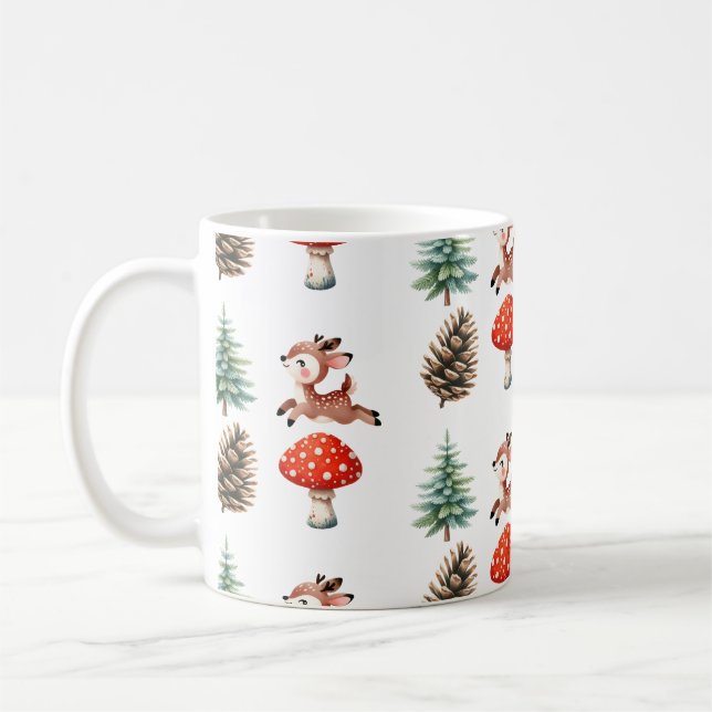 Taza De Café Patrón de Navidades de renos infantiles (Izquierda)