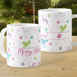 Taza De Café Patrón de Navidades de silueta de perro de Greyhou