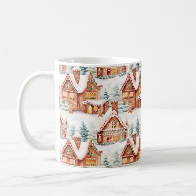 Taza De Café Patrón de Navidades de vacaciones de pan de jengib (Izquierda)