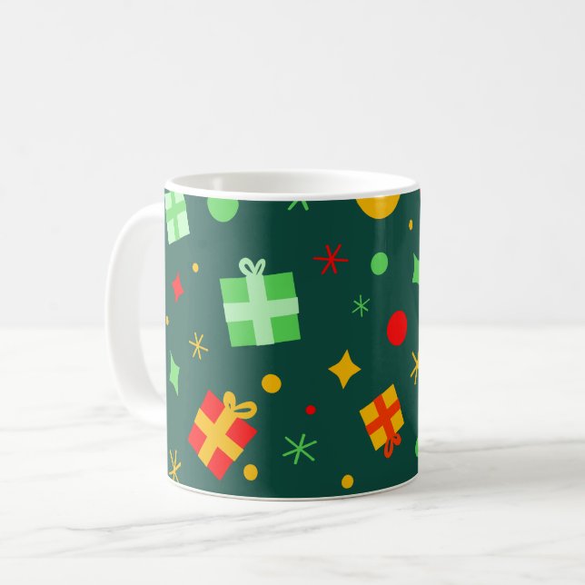 Taza De Café Patrón de Navidades divertidos y coloridos (Anverso izquierdo)