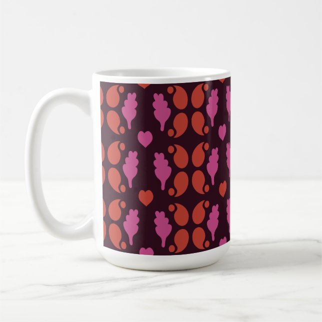Taza De Café Patrón de navidades en rojo y rosa (Izquierda)