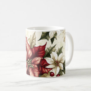 Taza De Café Patrón de Navidades florales de Poinsettia (5)